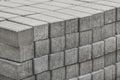 A pile of packed paving stone slabs industrial tile sidewalk materials at a construction site Royalty Free Stock Photo