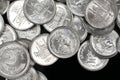 A pile of Pakistani one rupee coins in macro Royalty Free Stock Photo