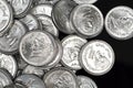 A pile of Pakistani one rupee coins in macro Royalty Free Stock Photo
