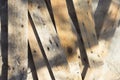 Pile of pallet wood strip. Bunch of wood outdoor. Royalty Free Stock Photo