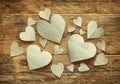 Pile of paper cut heart on table Royalty Free Stock Photo