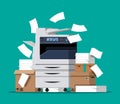 Pile of paper documents and printer Royalty Free Stock Photo