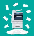 Pile of paper documents and printer Royalty Free Stock Photo