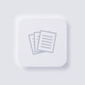 Pile of Paper icon, White Neumorphism soft UI Design for Web design. Royalty Free Stock Photo