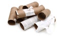 Pile of paper toilet roll, bath tissues emptiness Royalty Free Stock Photo