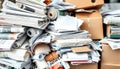 Pile of papers with a box on top Royalty Free Stock Photo