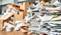 Pile of papers and boxes Royalty Free Stock Photo