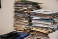 A pile of papers and files