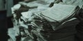 Pile of Papers Stacked High in Archive Room, Overload Concept Royalty Free Stock Photo
