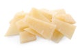 Pile of parmesan cheese pieces on white background Royalty Free Stock Photo