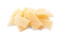 Pile of parmesan cheese pieces on white background Royalty Free Stock Photo