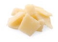 Pile of parmesan cheese pieces on white background Royalty Free Stock Photo