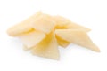 Pile of parmesan cheese pieces on white background Royalty Free Stock Photo