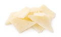 Pile of parmesan cheese pieces on white background Royalty Free Stock Photo