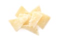 Pile of parmesan cheese pieces on white background, top view Royalty Free Stock Photo