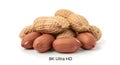 Pile of Peanuts in Shells and Shelled Peanuts on White Background Royalty Free Stock Photo