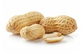 Pile of peanuts on white background in natural light. Neural network AI generated Royalty Free Stock Photo