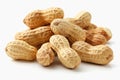 Pile of peanuts on white background in natural light. Neural network AI generated Royalty Free Stock Photo