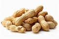 Pile of peanuts on white background in natural light. Neural network AI generated Royalty Free Stock Photo