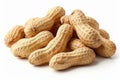 Pile of peanuts on white background in natural light. Neural network AI generated Royalty Free Stock Photo