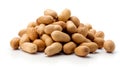 A pile of peanuts on a white surface