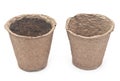 Pile peat pots for growing seedlings