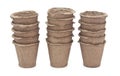 Pile peat pots for growing seedlings