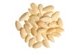 Pile of peeled almonds isolated