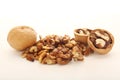 A pile of peeled walnuts at white background Royalty Free Stock Photo