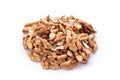 Pile of peeled walnuts, closeup on white background Royalty Free Stock Photo