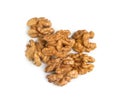 Pile of peeled walnuts on white background, top view Royalty Free Stock Photo