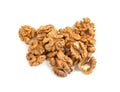 Pile of peeled walnuts on white background, top view Royalty Free Stock Photo