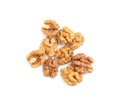 Pile of peeled walnuts on white background, top view Royalty Free Stock Photo