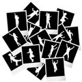 A pile of photo frames with children silhouettes Royalty Free Stock Photo