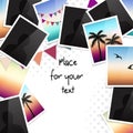 A pile of photo frames, snapshots. Place for your text. Vector. Royalty Free Stock Photo