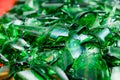 Pile of pieces of broken green bottle glass Royalty Free Stock Photo