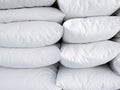 pile of pillows on white bed Royalty Free Stock Photo