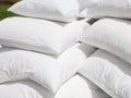 pile of pillows on white bed Royalty Free Stock Photo