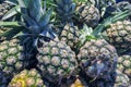 Pile of Pineapples in Fruit Stall at Local Market