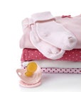 Pile of pink baby clothes Royalty Free Stock Photo