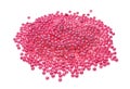 Pile of pink beads on white background Royalty Free Stock Photo