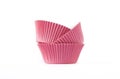 Pile of pink cupcakes cups Royalty Free Stock Photo