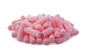 Pile of pink packing foam peanuts