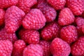 Pile of pink Raspberries on fruit market