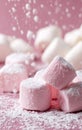 A pile of pink and white marshmallows sitting on top of a table Royalty Free Stock Photo