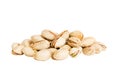 pile Pistachios isolated on white background, top view. Flat lay Healthy food concept