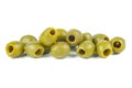 Pile of pitted green olives