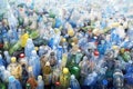 Pile of plastic bottles, environmental problem concept. Generative AI realistic illustration