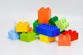 Pile plastic toy bricks of construction