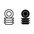Pile of plates line and glyph icon. Dishes vector illustration isolated on white. Stack of cymbals outline style design